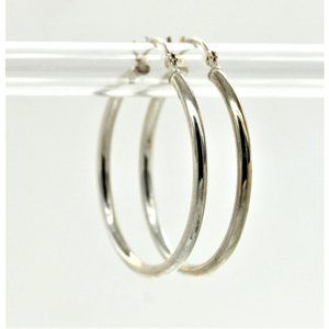925 STERLING HOOP EARRINGS classic design, signed, 1 1/4" vintage 2.7 grams